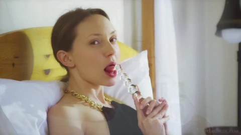 Russian Beauty Alone With A Glass Dildo